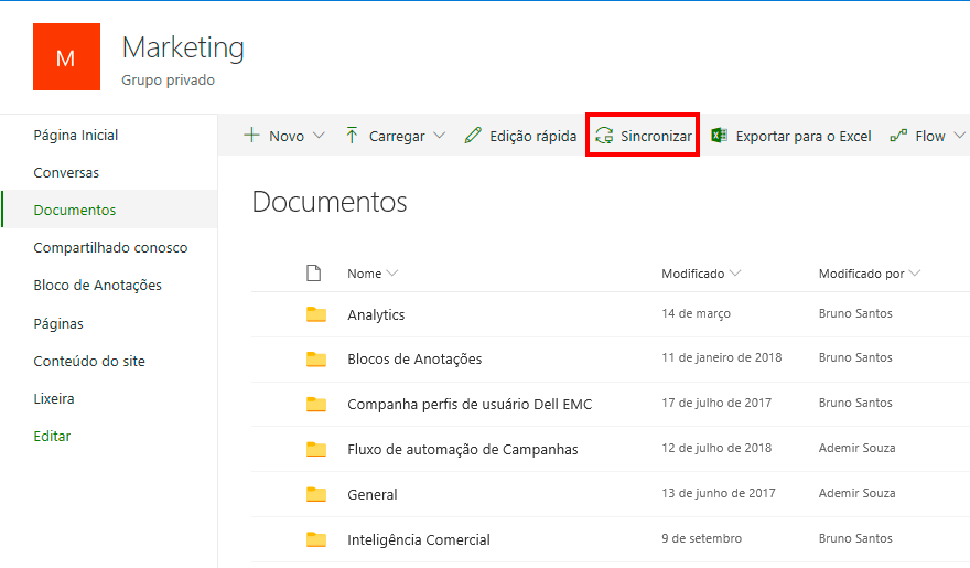 Sincronização Office 365